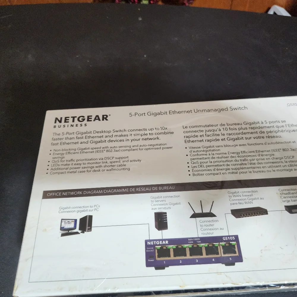 NETGEAR NIB 5 GIGABIT ETHERNET UNMANAGED SWITCH PLUG N PLAY